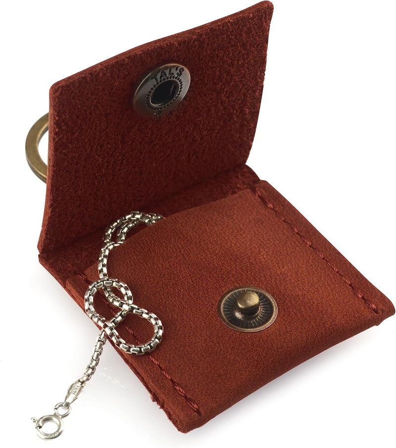 MAKYN Store Leather Keychain Ring Holder, Wedding Ring Travel Case, Engagement Ring Holder, Ring Pouch Bag, Workout and Gym Ring Holder, Small Soft Leather Ring Bearer (Cognac) - Image 5